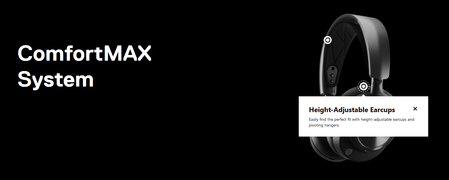 A website with hotspots on top of a product photo that allows the user with mouse or keyboard to select and trigger info regarding the product.